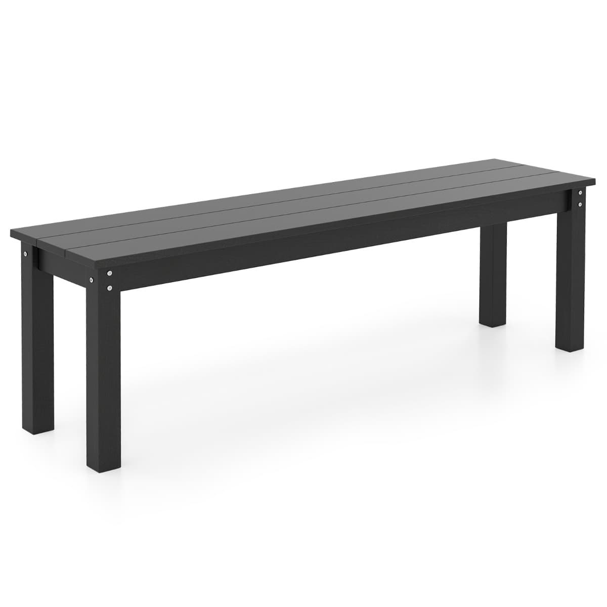 CostwayBanc de Jardin pour 2-3 Personnes Banc d’Extérieur sans Dossier Résistant aux Intempéries Mobilier de Jardin Charge 340kg Noir