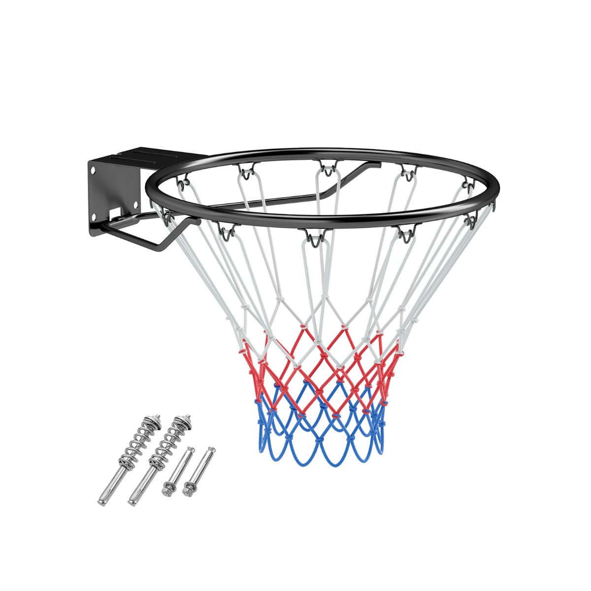 CostwayPanier de Basket Anneau Suspendu avec Filet Toutes Saisons Jante de Basket-Ball Murale avec Double Ressort 12 Boucles Dia. du Anneau 45 CM